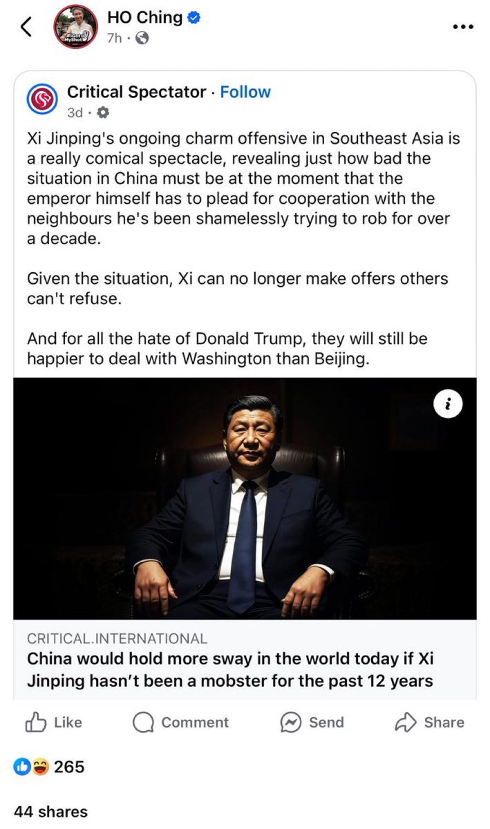 ChinaTruth's tweet photo. 习近平这次东南亚之行丢了大人！

习近平刚离开越南，越南就宣布将打击“贸易欺诈”，特别是涉及中国商品通过越南转口到美国以规避美国对华高关税的行为

新加坡前第一夫人何晶，还转发文章大骂习近平是“霸凌东南亚的黑帮老大”。

本来想拒收波音新飞机，给美国一个下马威，没想到马来西亚希望照单全买下

然后印度又补了一刀，印度宣布：贸易战，坚定地站在美国一边，抵抗中国。