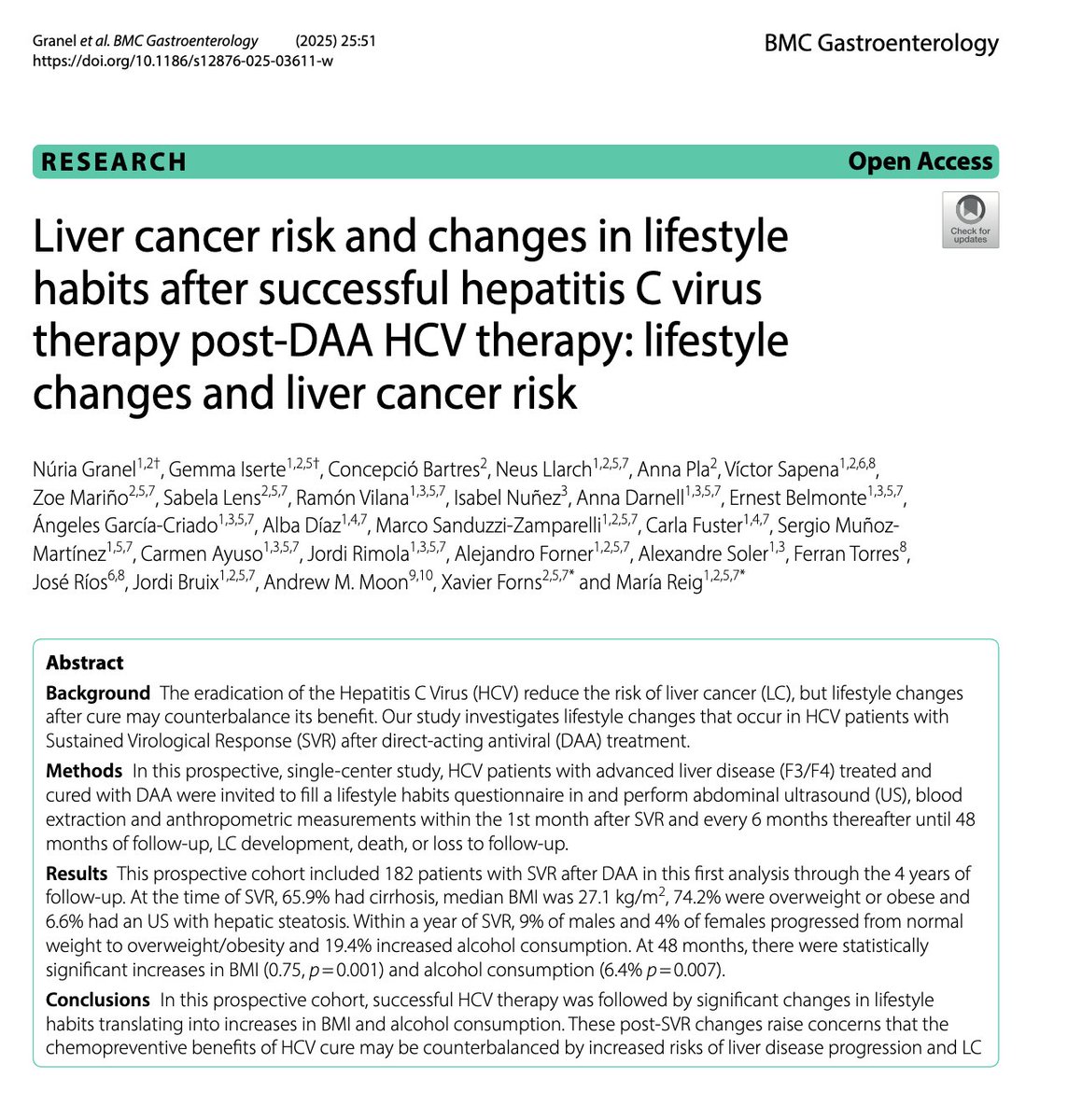 What happens when you get the hepatitis C cured ? Do you feel entitled to eat more and drink more alcohol ? I always had that feeling with my patients.

A recent study confirms this: people tend to become more overweight and drink more alcohol. Clinicians should warn about it.