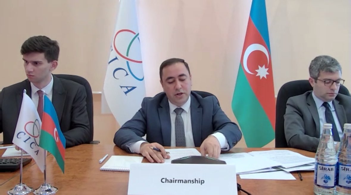 CicaSecretariat's tweet photo. 📣 The #CICA_SWG meeting under #AZChairmanship 🇦🇿 has commenced online, to continue deliberations on the Draft #CICA Charter - most important element of #CICA’s transformation &amp; on establishing #CICA Finance Summit &amp; Women Council https://t.co/1qsoLthNeu