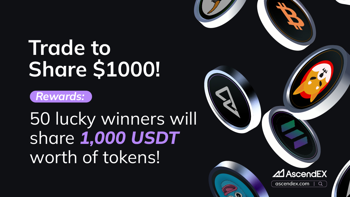 🚀 Trade to Share $1000!

💰 Reward: 50 lucky winners will share $1000!

📅Event Duration: 4/22/2025 - 4/29/2025

1️⃣Follow <a href="/AscendEX_/">AscendEX</a>
2️⃣Trade $50+ of any token
3️⃣Comment your trade screenshot below
4️⃣RT with #AscendEX &amp; #TradeToWin🔁
5️⃣Enter here: forms.gle/JVYP9dR8NMj7hb…

🏆