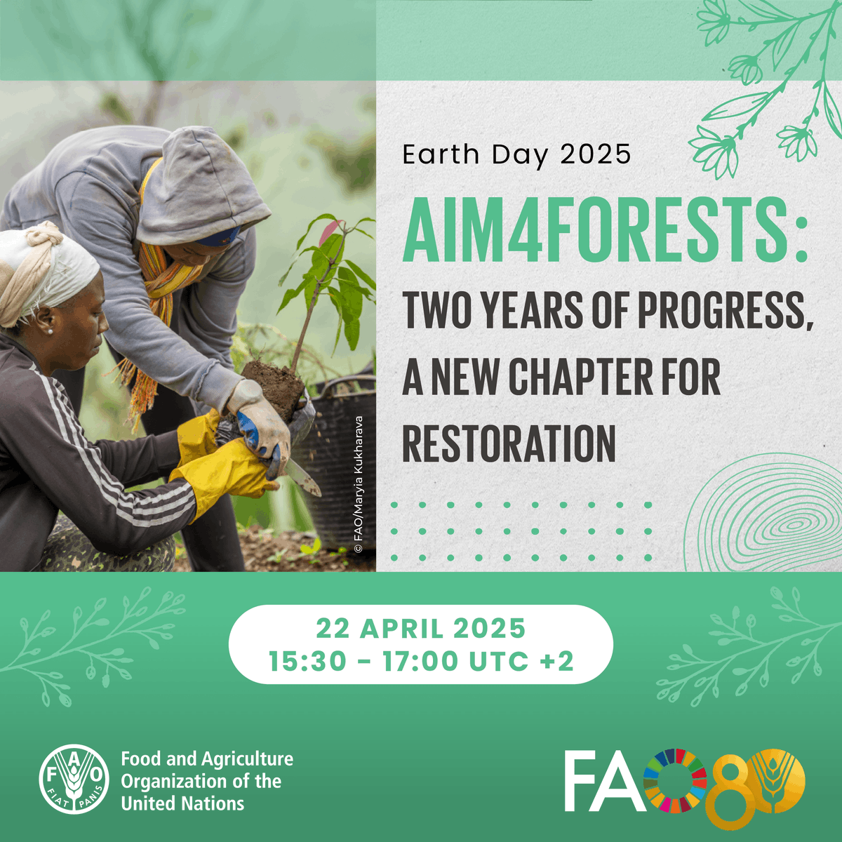 FAO Forestry (@faoforestry) on Twitter photo 🌍 Happening today! Join <a href="/FAO/">Food and Agriculture Organization</a> this #EarthDay2025 to celebrate key achievements in protecting and restoring forests and ecosystems! Discover the progress from the first two years of the #AIM4Forests Programme. 🌳
📅22 April 2025
🕙15:30 - 17:00 UTC +2
🔗bit.ly/AIM4FandN 🌍 Happening today! Join <a href="/FAO/">Food and Agriculture Organization</a> this #EarthDay2025 to celebrate key achievements in protecting and restoring forests and ecosystems! Discover the progress from the first two years of the #AIM4Forests Programme. 🌳
📅22 April 2025
🕙15:30 - 17:00 UTC +2
🔗bit.ly/AIM4FandN
