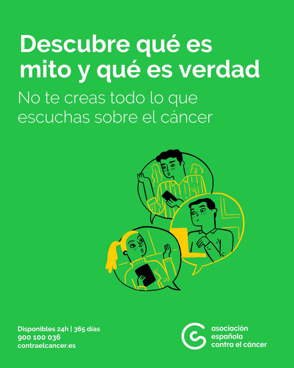 🟢¿Sabías que muchas de las cosas que se dicen sobre el cáncer no son ciertas?
❌ Los mitos pueden generar confusión y llevarte a tomar malas decisiones.
✅ En la Asociación te damos información clara y fiable, basada en evidencia.

#TodosContraElCáncer

contraelcancer.es/es/todo-sobre-…