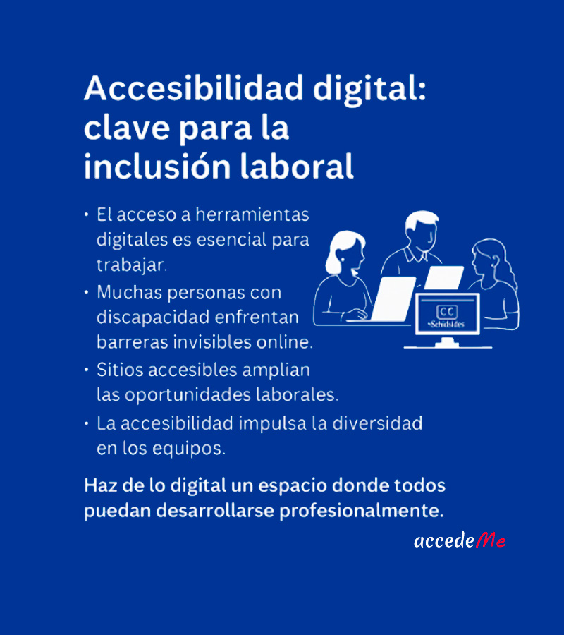 💼 𝐋𝐚 𝐚𝐜𝐜𝐞𝐬𝐢𝐛𝐢𝐥𝐢𝐝𝐚𝐝 𝐝𝐢𝐠𝐢𝐭𝐚𝐥 𝐞𝐬 𝐢𝐧𝐜𝐥𝐮𝐬𝐢ó𝐧 𝐥𝐚𝐛𝐨𝐫𝐚𝐥.

Una web accesible permite que más personas accedan a oportunidades.

¿𝐓𝐮 𝐬𝐢𝐭𝐢𝐨 𝐞𝐬𝐭á 𝐩𝐫𝐞𝐩𝐚𝐫𝐚𝐝𝐨?

#AccesibilidadWeb #accedeMe #InclusiónLaboral