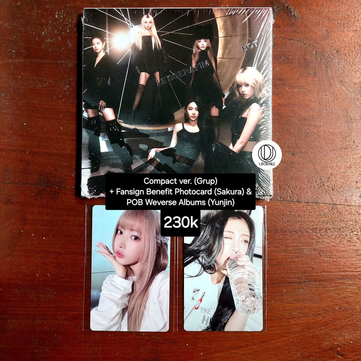 [ Ready Stock - wts want to sell lfb ]

Album LE SSERAFIM "HOT"
- Photobook Vol.1 DRENCHED VETIVER
- Compact GROUP ver

✅️ POB Weverse Shop
✅️ Fansign Benefit
✅️ Sealed
✅️ Harga include packing+admin
✅️ Shopee/Tiktok Shop/Tokopedia
📍 Tasikmalaya, Jawa Barat
⠀