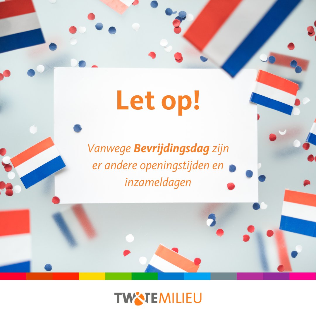 Wordt jouw container normaal gesproken op maandag (Bevrijdingsdag) geleegd? Dan komen we morgen bij je langs! Zet jouw container voor 7.30 uur aan straat. Onze Klantenservice is bereikbaar tussen 09.00 en 15.00 uur.