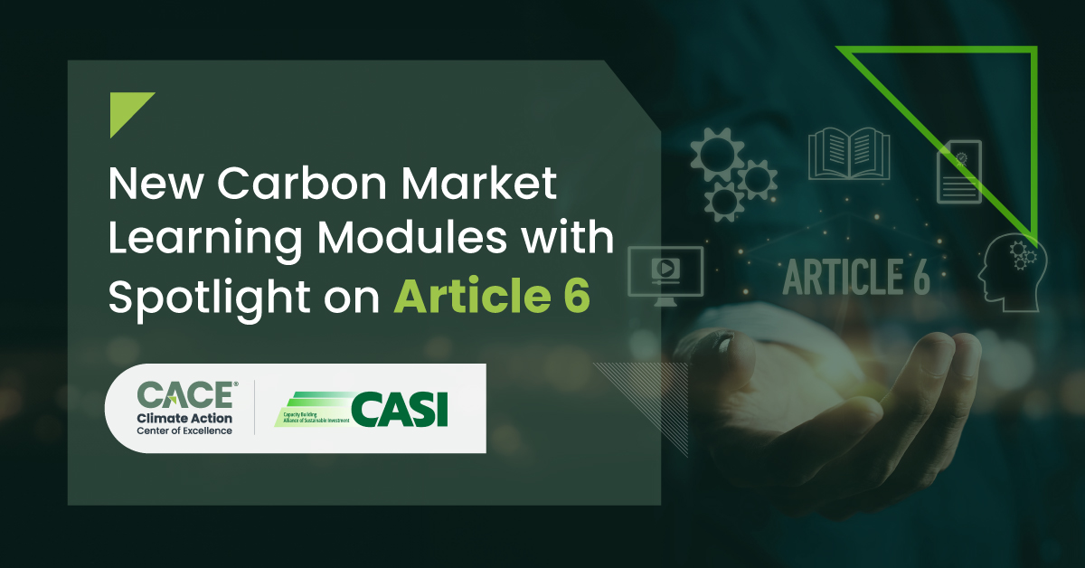 CACE and CASI have launched a new training module on #Article6 of the #ParisAgreement, now available on CASI Academy. The course covers key mechanisms like #ITMOs, #NDCs, and #ClimateFinance — supporting global capacity in #CarbonMarkets.

🔗Learn more: cace.gord.qa/cace-news/cace…