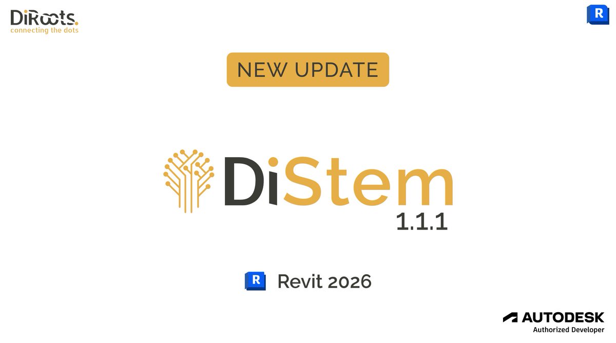 👋 #DiStem is now available for #Autodesk #Revit 2026

👇 Download Now
diroots.com/revit-plugins/…

🚀 Go Premium!
diroots.com/revit-plugins/…

👉 Follow <a href="/DiRoots17/">DiRoots</a> to stay ahead with the latest updates, tools, and productivity tips.

#BIM #AEC #AECindustry #DiRoots