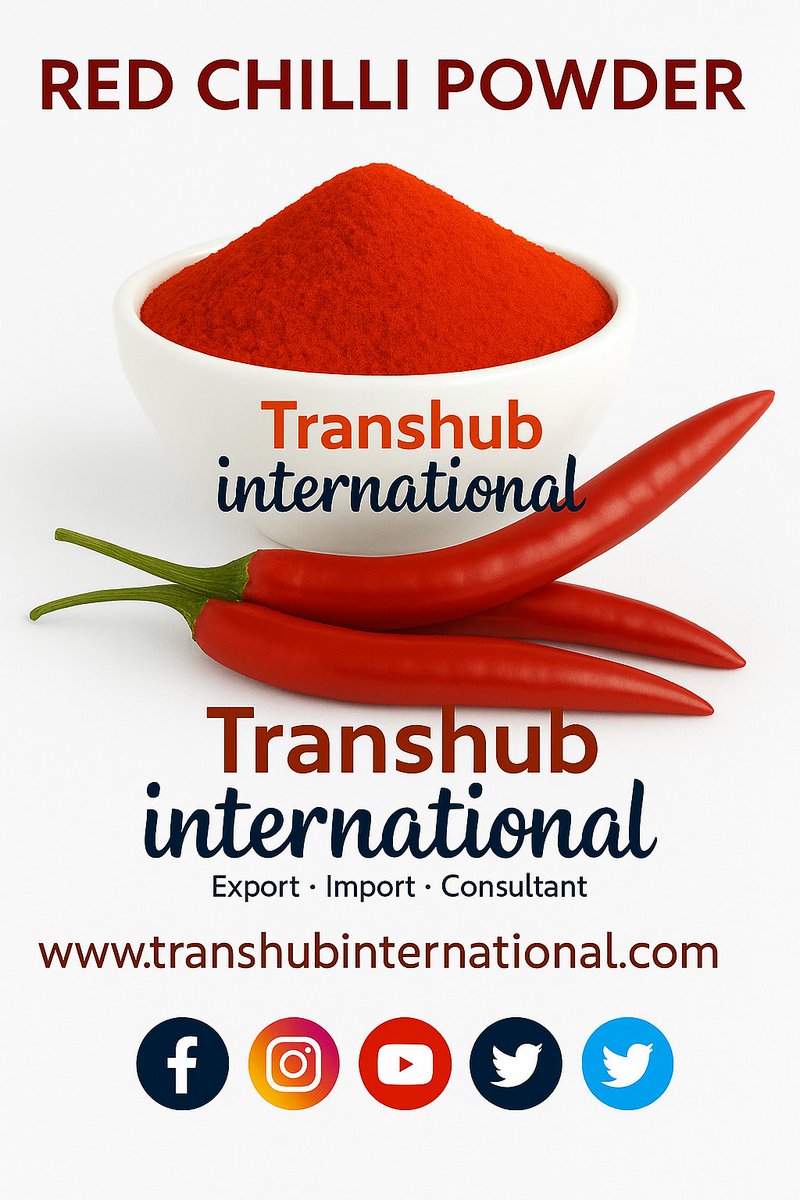 TranshubI's tweet image. Turn up the flavor with our bold &amp;amp; vibrant Red Chilli Powder!

transhubinternational.com
#RedChilliPowder #IndianSpicesExport
#USAfood #UKfoodie #CanadaEats #AussieFood #GermanyKitchen #UAEFlavors #SingaporeSpice #SouthAfricaTaste #MalaysiaFood