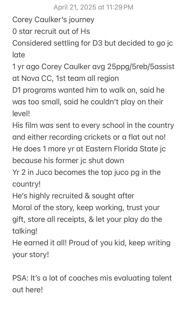 Super proud of Corey Caulker and his journey! 
For all the hoopers out there if you want something, you must put in the work! Never let the word “No” stop you from playing on the level you manifest and dream of playing on! You may have to go another route, but it’s ok!