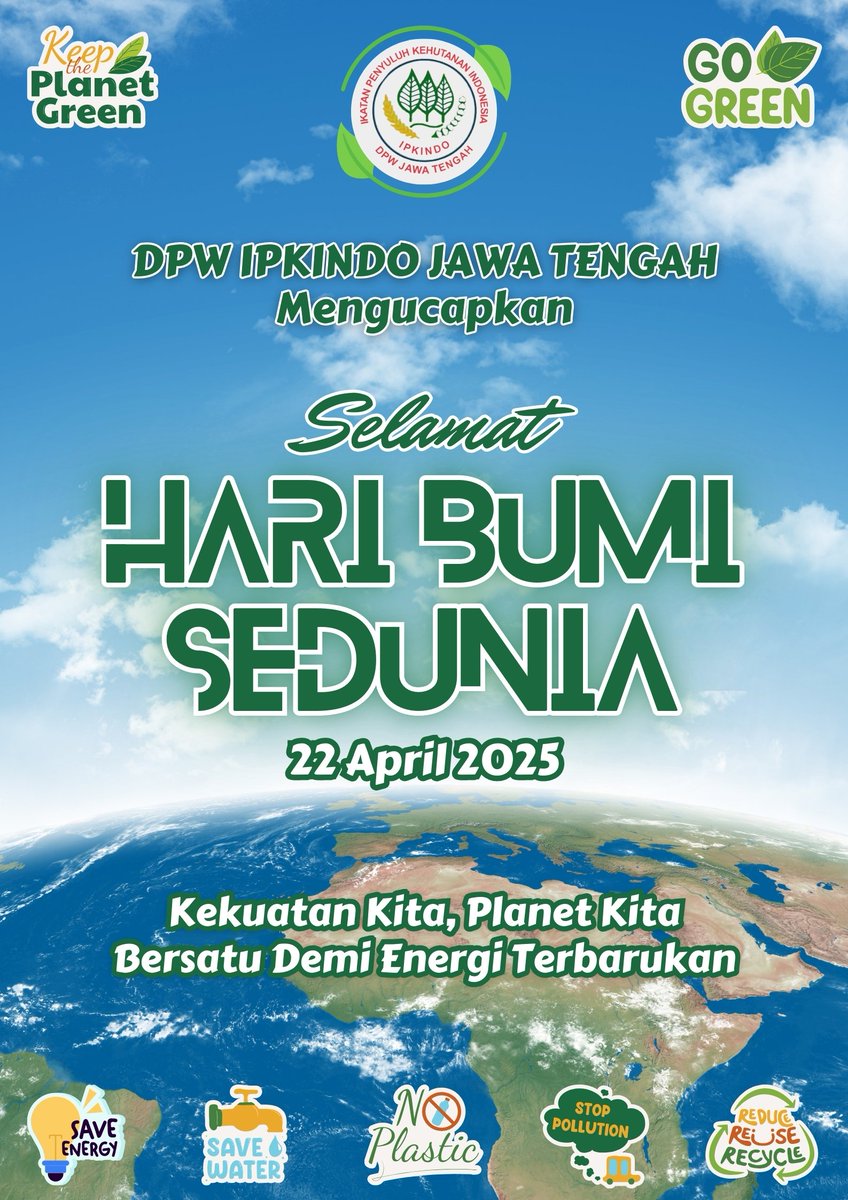 ipkindo_jateng's tweet photo. Mari kita jaga planet kita dengan cinta dan perhatian. Setiap langkah kecil kita hari ini akan membawa perubahan besar untuk bumi karena bumi adalah rumah kita, mari kita rawat dan lestarikan. Jangan tunggu besok untuk berbuat baik, mulailah hari ini. Selamat Hari Bumi! ~ A1 https://t.co/ZJOAWv9KxX