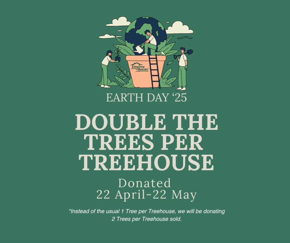 TinyTreehouses's tweet photo. 🌳 Over 20,000 Trees Planted
🌳 Over 9,000 Plastic Bottles Recycled
🌳 185,000 Tonnes of CO2 Removed from the Atmosphere

Celebrate EARTH DAY 2025:
Every TREEHOUSE purchased will donate 2 TREES to Greenspark.

Ends 22 May.

Browse the Treehouse range: https://t.co/EqyB071YKo https://t.co/MW2DDQehD3