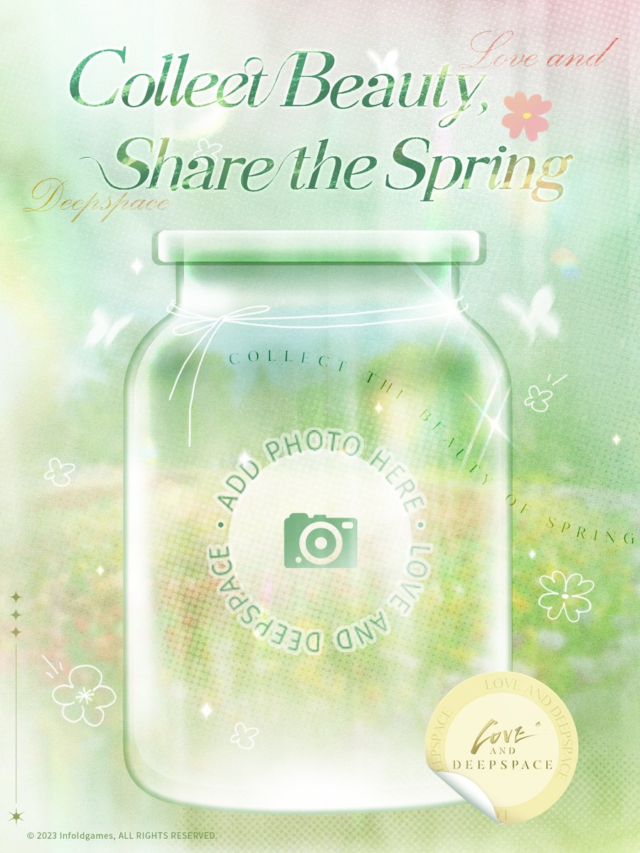 Love_Deepspace's tweet photo. The flower vase doesn't just hold your colorful Blossom Balls, it also gathers the springtime beauty reflected in your eyes.

Whether it's the sudden burst of fresh greenery or the gentle warmth of the sun and breeze...
Step outside. Spring always has a way of making you want to freeze the moment! 📷

🌱Have you saved memories of this spring in your album?
With him, with nature, or with anything you love… leave your one-of-a-kind snapshot in the vase.

💫Feel free to share the spring you collected in the comments or post with the hashtag #SpringArrives
You can share a picture, screenshot, or your thoughts in writing!
We will randomly select 5 Hunters to receive a redeem code for [Diamond*100, Stamina*100, and Gold*10,000]!

#LoveandDeepspace #SpringArrives