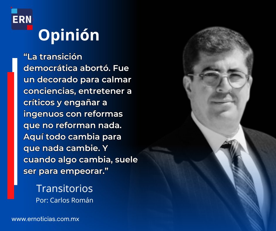 ERNoticiasMx's tweet photo. #Opinión | “La democracia en el mundo está en crisis. La mexicana no es la excepción. Ese proyecto siempre inacabado y lleno de promesas rotas ha sido reducido a una bodega de saldos.“escribe Carlos Roman en #Transitorios https://t.co/sLy0hntH1d