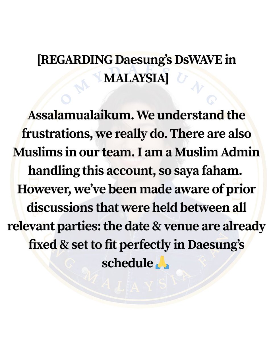 omydaesung's tweet photo. [‼️ADDITIONAL ANNOUNCEMENTS REGARDING DAESUNG D’sWAVE in MALAYSIA] 

#DAESUNG #DsWAVEinMY #DLITE #DsWAVE 

Thank You. https://t.co/bLYgoPx4pe
