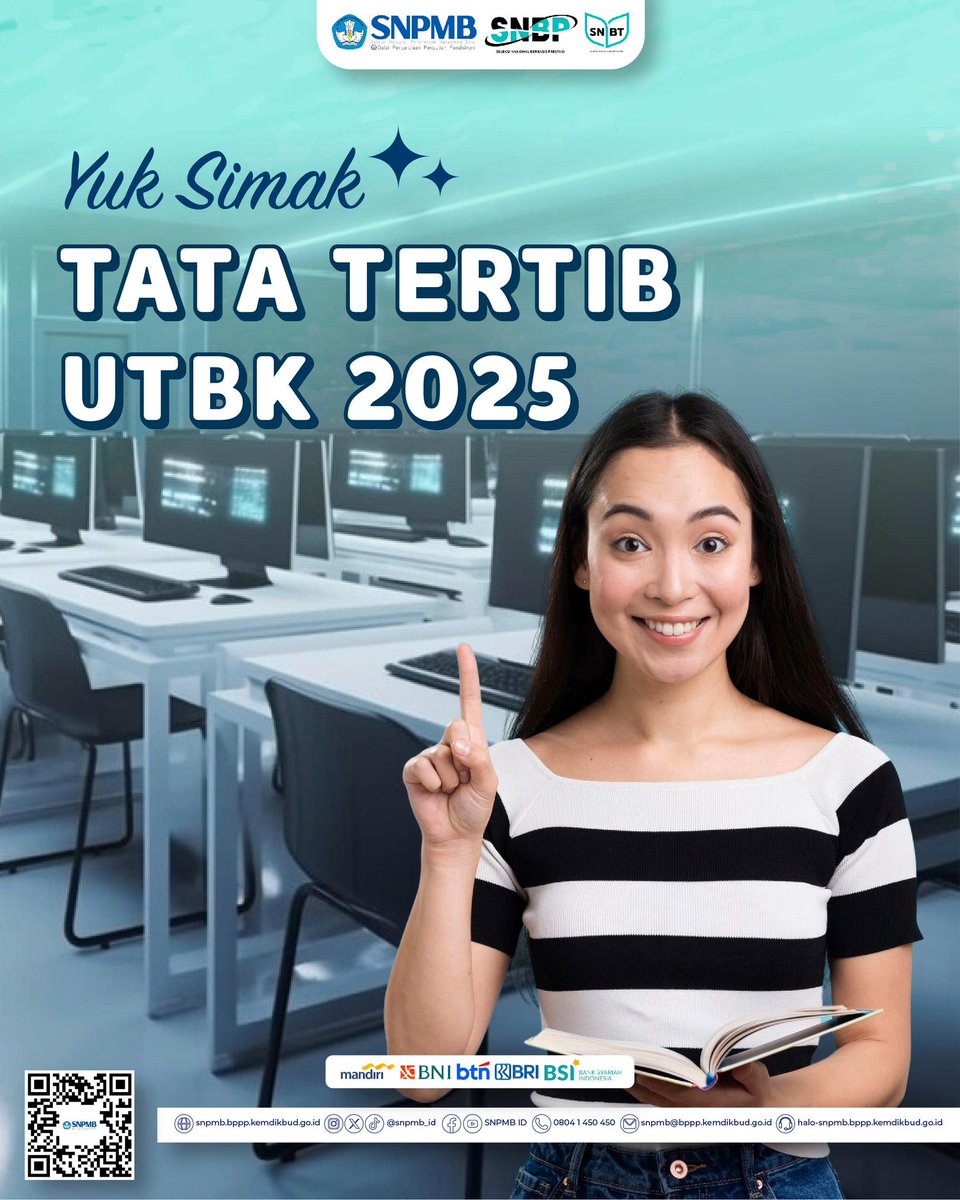 snpmb_id's tweet image. TATA TERTIB UTBK 2025

Halo Calon Mahasiswa Indonesia!

Hari menjelang UTBK sudah dekat nih! Bagaimana persiapan peserta UTBK? Selain belajar, persiapkan juga hal lain juga sesuai dengan Tata Tertib UTBK 2025.

Perhatikan mengenai pakaian yang harus dikenakan dan persyaratan…