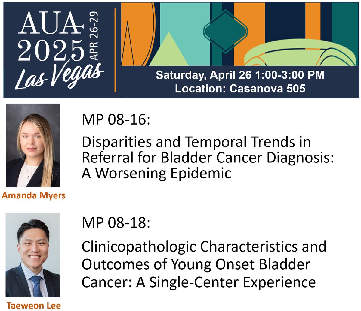 Ashish M. Kamat, MD, MBBS (@urodocash) on Twitter photo Two timely presentations at #AUA25
๐น Disparities and Temporal Trends in Referral for Bladder Cancer Diagnosis: a worsening epidemic <a href="/AmandaMyersMD/">Amanda Myers</a>
๐น Clinicopathologic Features & Outcomes of Young-Onset Bladder Cancer #YOBC - Tae Lee
#BladderCancer #KamatLab #OncSurgery Two timely presentations at #AUA25
๐น Disparities and Temporal Trends in Referral for Bladder Cancer Diagnosis: a worsening epidemic <a href="/AmandaMyersMD/">Amanda Myers</a>
๐น Clinicopathologic Features & Outcomes of Young-Onset Bladder Cancer #YOBC - Tae Lee
#BladderCancer #KamatLab #OncSurgery