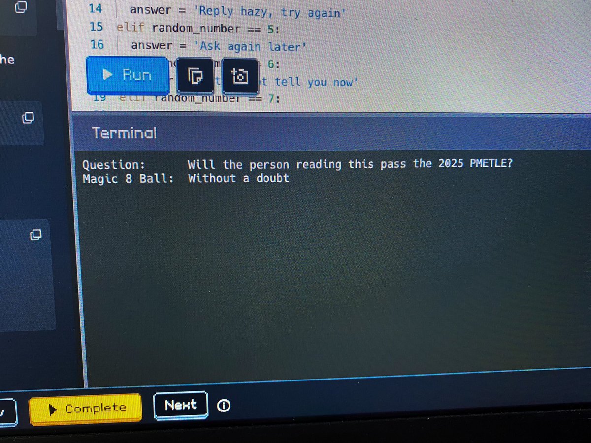 studywithky's tweet image. the magic ball has spoken 🪄⋆｡ °✩

#30NitesOfCode 
#rpmtwt