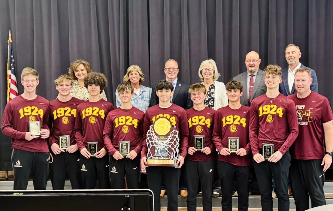 Tonight our Weld RE4 Board of Education recognized the WHS Wizard Boys Basketball State Champs!