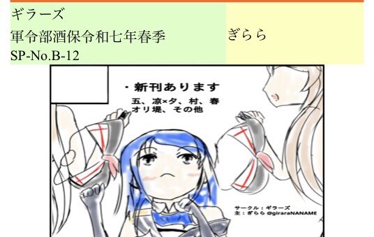 #軍令部酒保
来週の火曜日の祝日
4月の新刊はこちらのイベントにだす予定です

お手伝いさんもプチ募集です(何かわずかなお礼アリ) 
