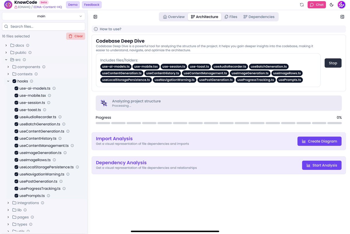 KnowCodeHQ's tweet image. Are you unsure what hooks are in your vibe coded project? 

Knowcode enables you to deep dive into any part of your app. 

You will have both information and visuals at your disposal. 

It takes just a couple of clicks.

#knowcode
