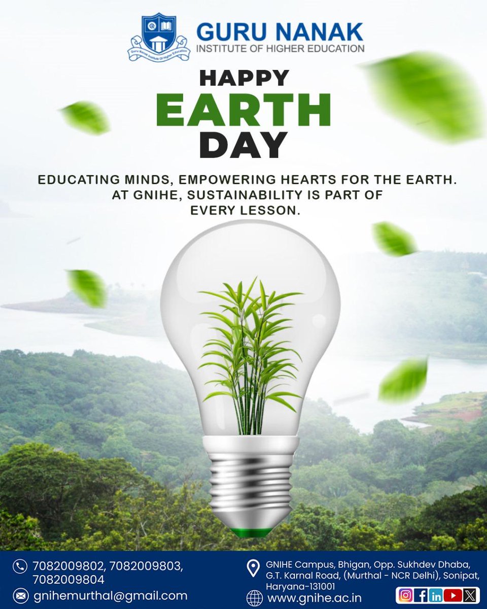 GniheOffical's tweet photo. 🌏 Every seed of knowledge we plant today, shapes a greener tomorrow.
This World Earth Day, GNIHE pledges to educate, empower, and inspire future leaders to protect our planet.
📅 22 April 2025 | #EarthDay2025
.
.
.
#GNIHE #GNGroupOfInstitutes #WorldEarthDay #GreenLearning https://t.co/CiF5xzcNUf