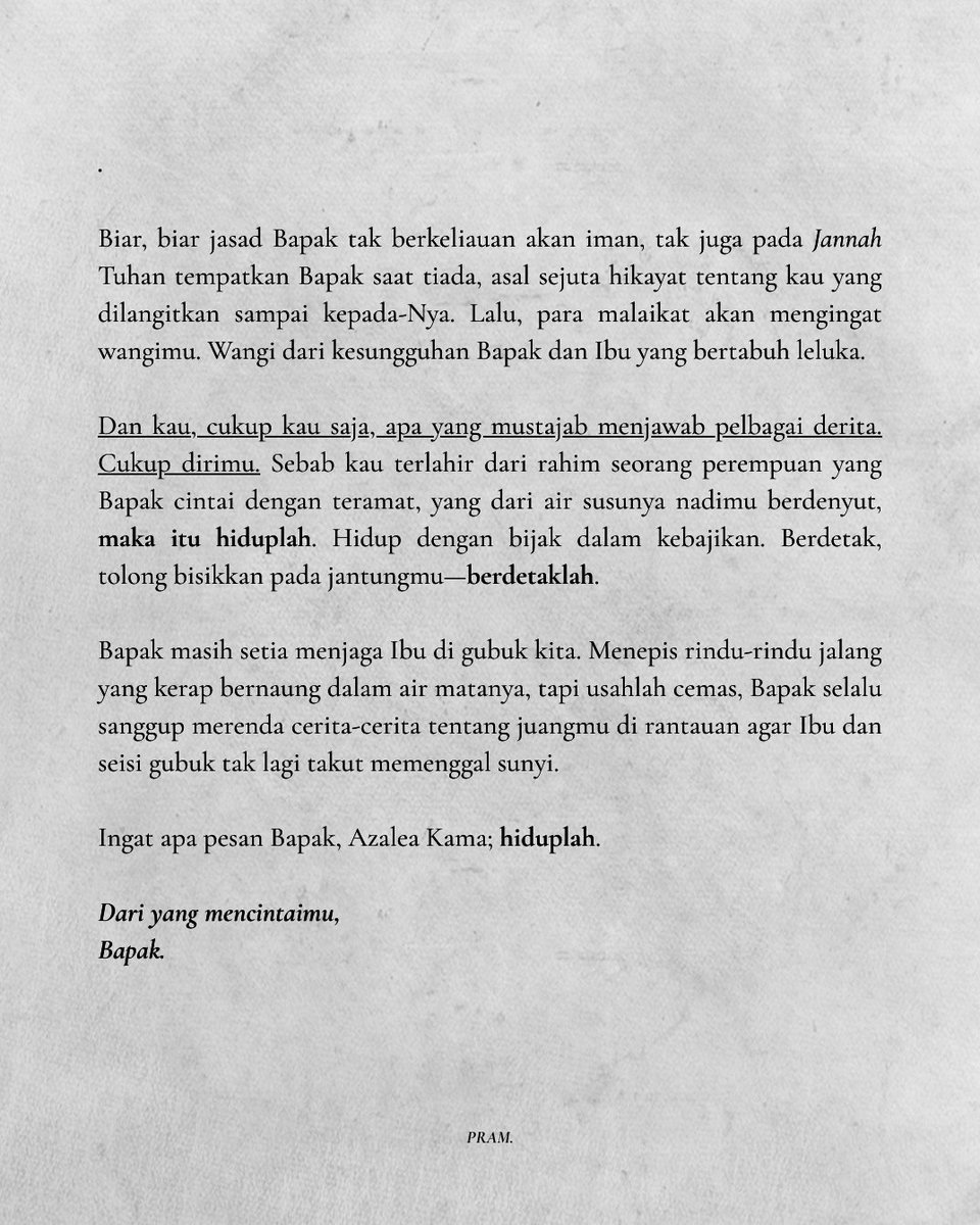 ㅤ
Teruntuk Azalea Kama,
dari Bapak. 
ㅤ