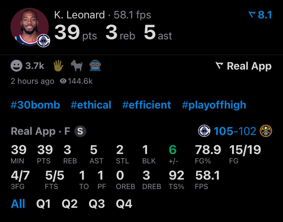 realapp's tweet image. Kawhi Leonard recorded the most efficient 35-PT game in Clippers playoff history 🎯