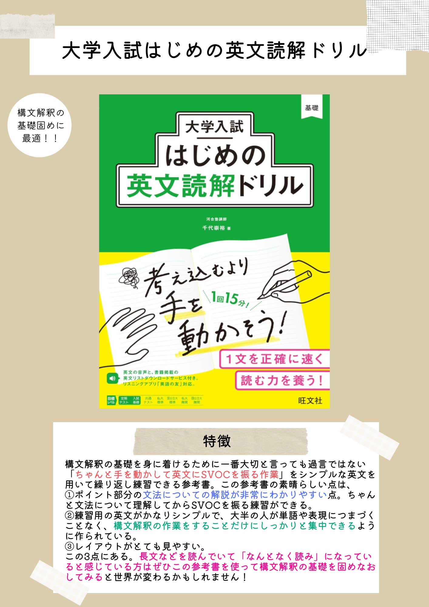 千代崇裕 はじめの英文読解ドリル (@Chiyo_Takahiro) / X