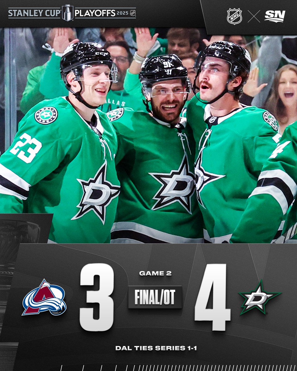 Sportsnet's tweet image. THE STARS TIE THE SERIES AT 1-1 ⭐️