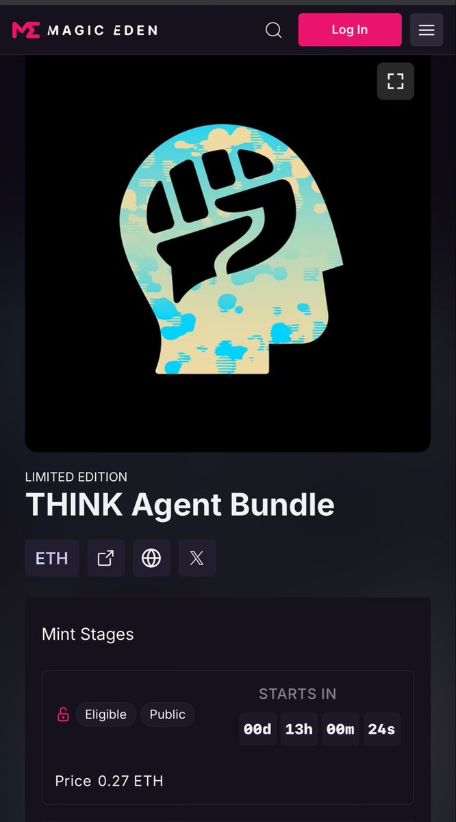 Haven’t been this excited about an ecosystem in so long. 

<a href="/thinkagents/">THINK</a> is open for EVERYONE.
The right team, the right tech, the right connections at the right time.
Decentralized AI is going to win.

Grab your Agent bundle on <a href="/MagicEden/">Magic Eden 🪄</a> Tuesday. The earlier you mint the more