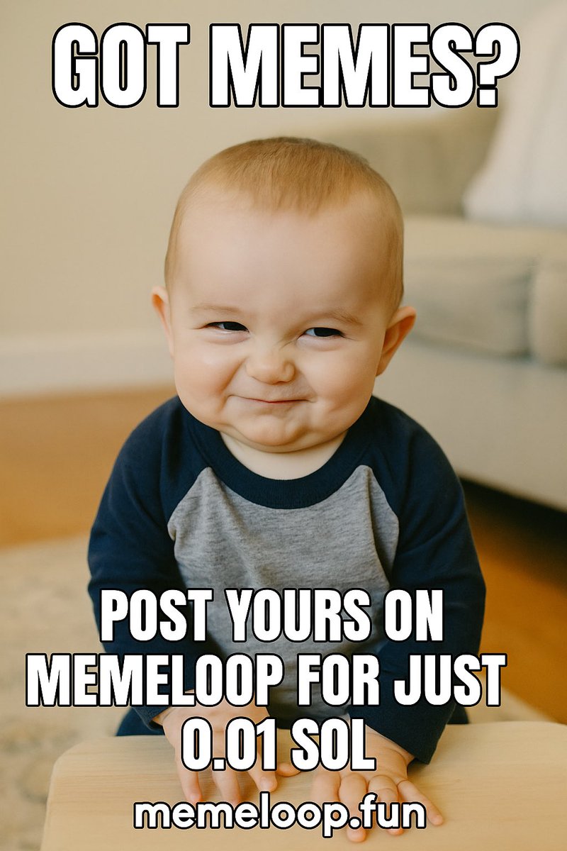 MemeLoopfun's tweet photo. Got memes?
Post yours on MemeLoop for just 0.01 SOL and earn clout, laughs, and maybe even SOL tips.
We’re building the first meme-powered economy.
Pay to post. Meme to earn.
https://t.co/vfiUuQqnE4
#MemeLoop #Solana #PostToEarn #Memecoin #CryptoMemes #Web3Humor #MemeEconomy https://t.co/btnHQUIvkZ