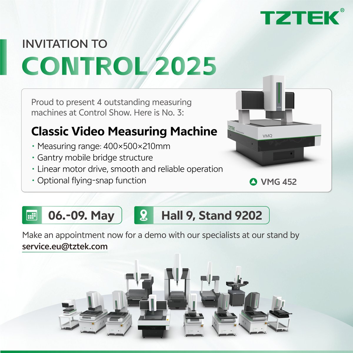 TZTEK_Vision's tweet image. 📢 Product Introduction at Control Messe - VMG 452

More info: 
🕸️ en.tztek.com
☎ +86-400-885-2280

Mark the calendar and make an appointment now for a demo with our specialists at TZTEK stand(9202).

#TZTEK #ControlMesse #Manufacturing #Quality