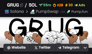 🔥 $GRUG Hits Top #28! Don't miss out 
dexscreener.com/solana/5QRtaHh…
