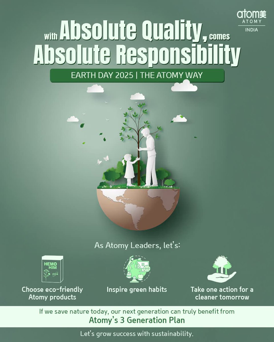 vasupamidi6's tweet image. 💚 𝗚𝗿𝗼𝘄 𝘄𝗶𝘁𝗵 𝗦𝘂𝗰𝗰𝗲𝘀𝘀. 𝗚𝗿𝗼𝘄 𝘄𝗶𝘁𝗵 𝗦𝘂𝘀𝘁𝗮𝗶𝗻𝗮𝗯𝗶𝗹𝗶𝘁𝘆.

On this Earth Day, take one small action that can lead to a cleaner tomorrow.
𝗖𝗵𝗼𝗼𝘀𝗲 𝗴𝗿𝗲𝗲𝗻, 𝗹𝗶𝘃𝗲 𝗰𝗹𝗲𝗮𝗻 - 𝗧𝗵𝗲 𝗔𝘁𝗼𝗺𝘆 𝗪𝗮𝘆.

#AbsoluteQuality #AbsoluteResponsibility