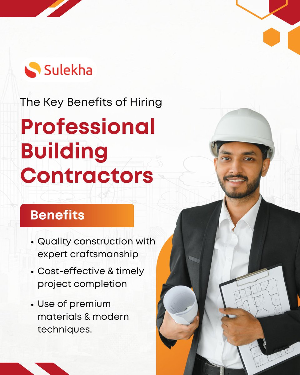 Sulekhadotcom's tweet image. Planning to build your dream home? 🏠 Hire professional building contractors for high-quality construction &amp;amp; timely project completion!
Connect with our verified experts from Sulekha. To know more: tinyurl.com/3j7emhyk
#sulekha #sulekhahome #buildingcontractors #professionals