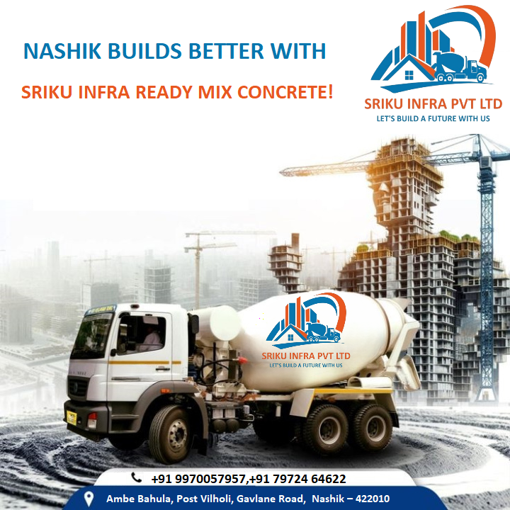 SrikuInfra's tweet photo. Sriku Infra Pvt Ltd a trusted #ReadyMixConcrete (#RMC) #supplier in #Nashik and surrounding areas. Whether it’s #residential, #commercial, or #infrastructure #projects – we deliver quality, consistency, and reliability with every mix. Contact us  099700 5795700 +91 79724 64622 ! https://t.co/0xcx694cQ6