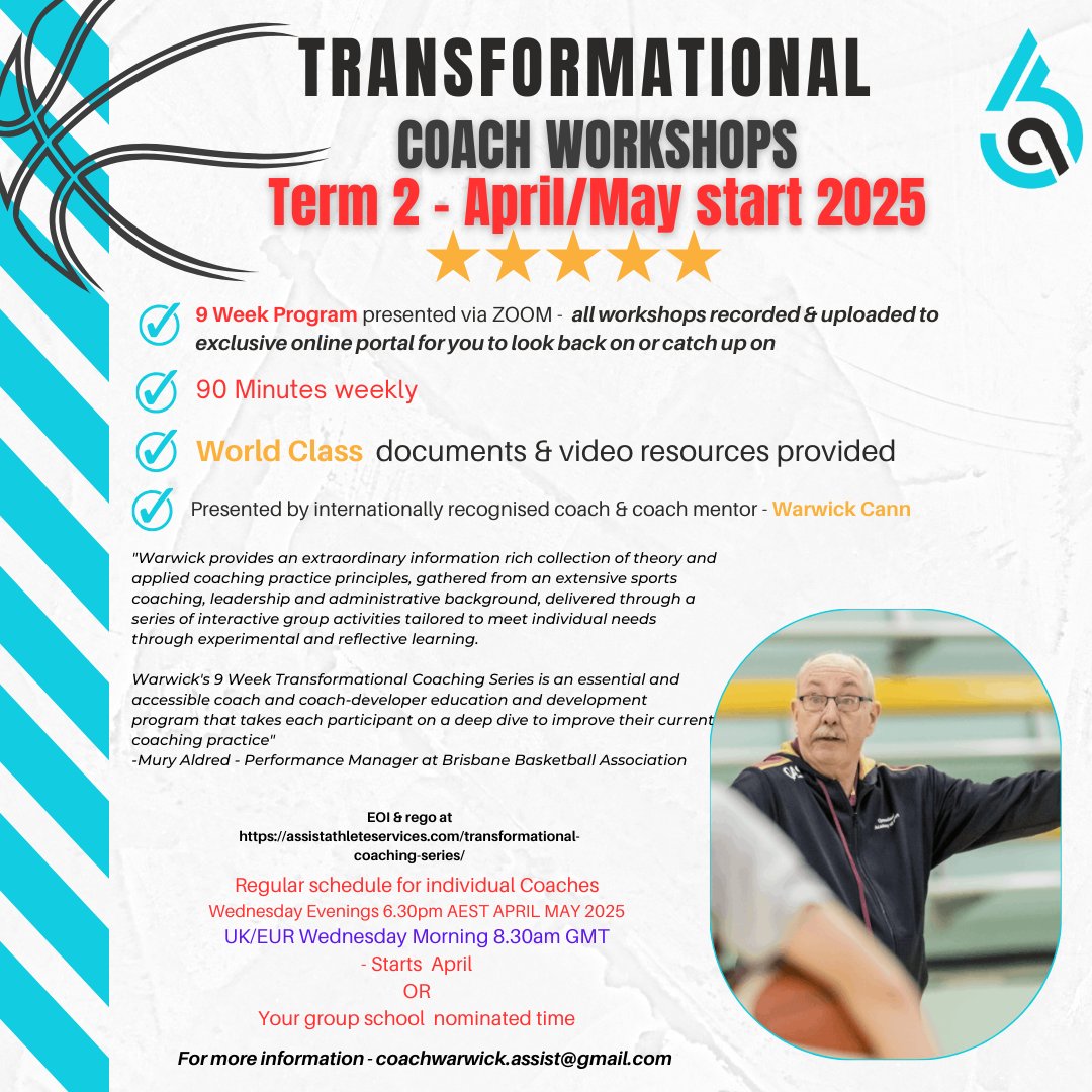 Attention Coaches ! I have a few spots avilable for this term . Choice of WED evening 6.30pm AEST &amp; 9.30am GMT overlap for UK based coaches . COmmencing April 30 or Monday - Thrusday Morongs AEST.  EOI DM <a href="/dmacdonaldcoach/">Donnie MacDonald</a> <a href="/BrianAldred/">Brian Aldred</a> <a href="/gbbasketball/">Great Britain Basketball</a> <a href="/BballCoachMac/">Coach Mac 🏀</a> <a href="/benfisher1306/">Ben Fisher</a>