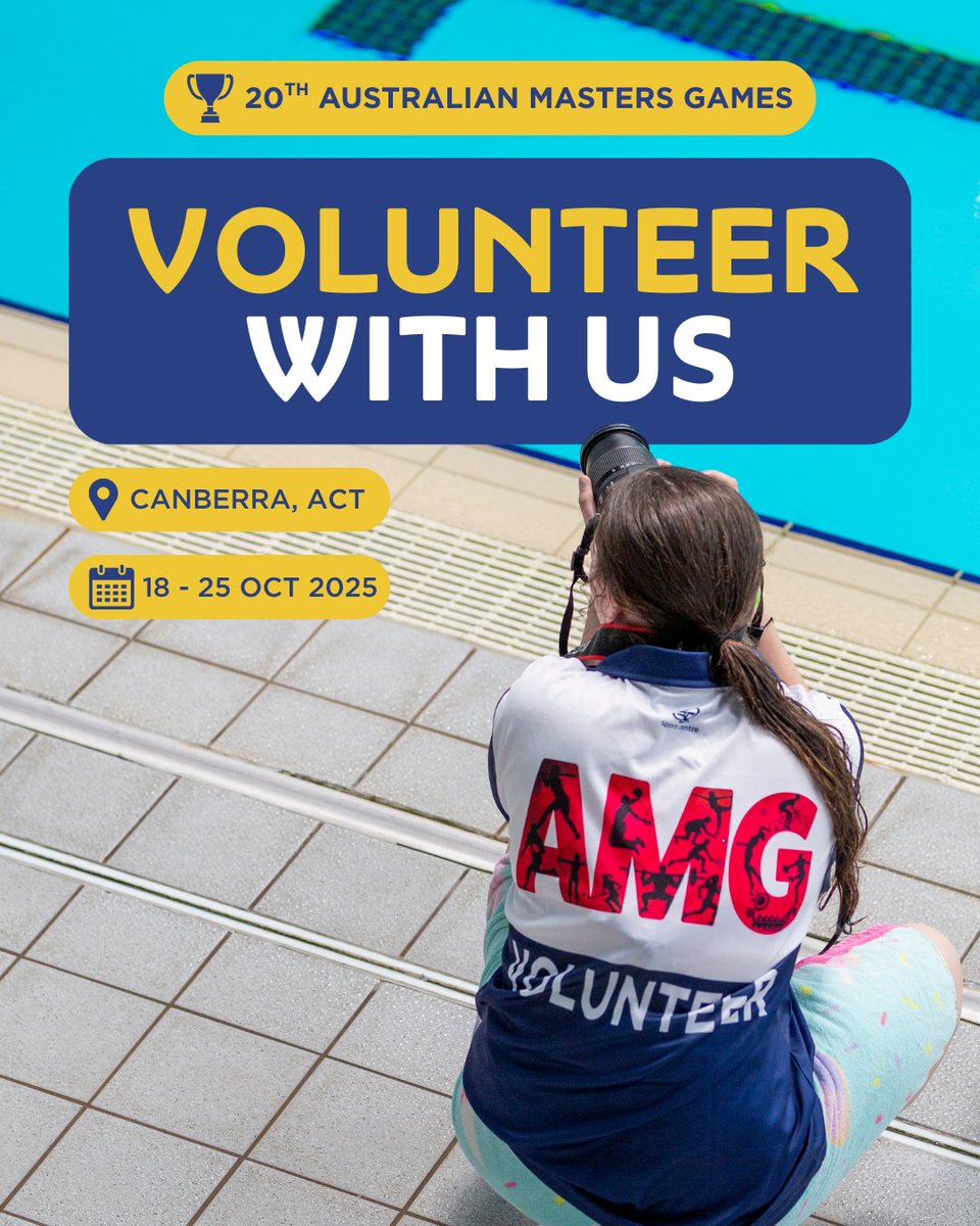 AusMastersGames's tweet photo. 📣 Volunteer applications for the 20th Australian Masters Games are now open!

Join the team and support athletes across roles like:
🧑‍🤝‍🧑 Workforce
⚙️ Operations
🤝 Participant Services
📝 Registration
🏀 Sport Liaison

👉 Apply now: https://t.co/xNJJrlrUZR https://t.co/VzCooFxsUX