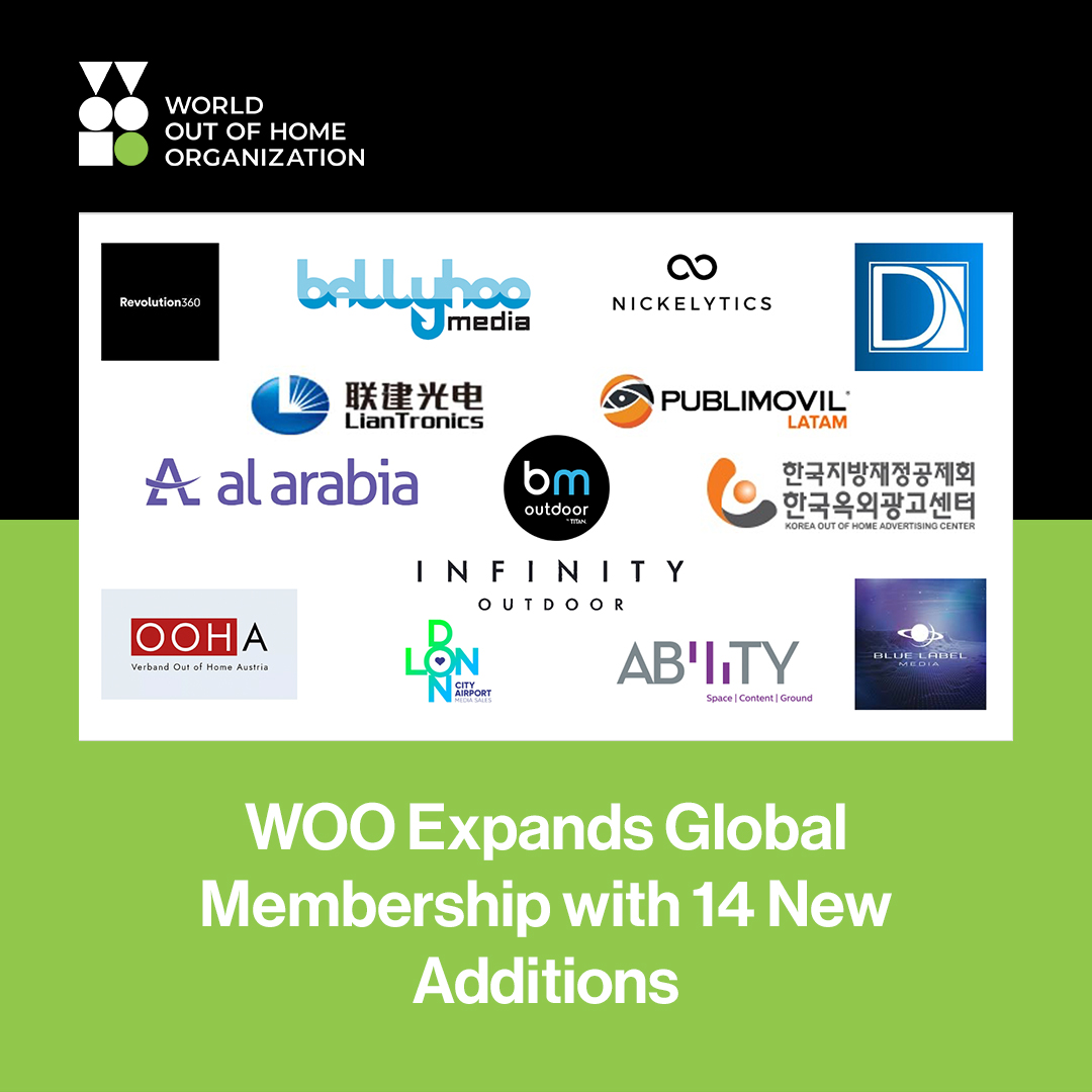 .<a href="/worldoohorg/">World Out of Home Organization</a> adds 14 global members-8 media owners, 3 service providers, 1 agency, 1 association-from 6 continents. Total members now exceed 270. New entrants include firms from Australia, Mexico, USA, China, Saudi Arabia, and Austria.

signageinfo.com/news/46266/woo…

#OutofHome #DOOH