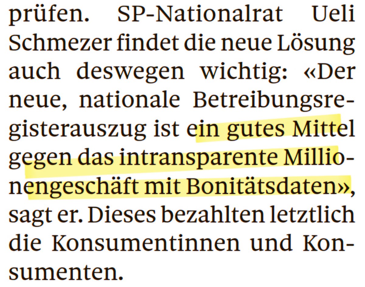 Das intransparente  Millionengeschäft mit Bonitätsdaten geht zu Lasten der Konsumentinnen  und Konsumenten. Auch deshalb ist das nationale Hashtag#Betreibungsregister eine gute Sache.
<a href="/spschweiz/">SP Schweiz</a> <a href="/spkantonbern/">SPBE</a>