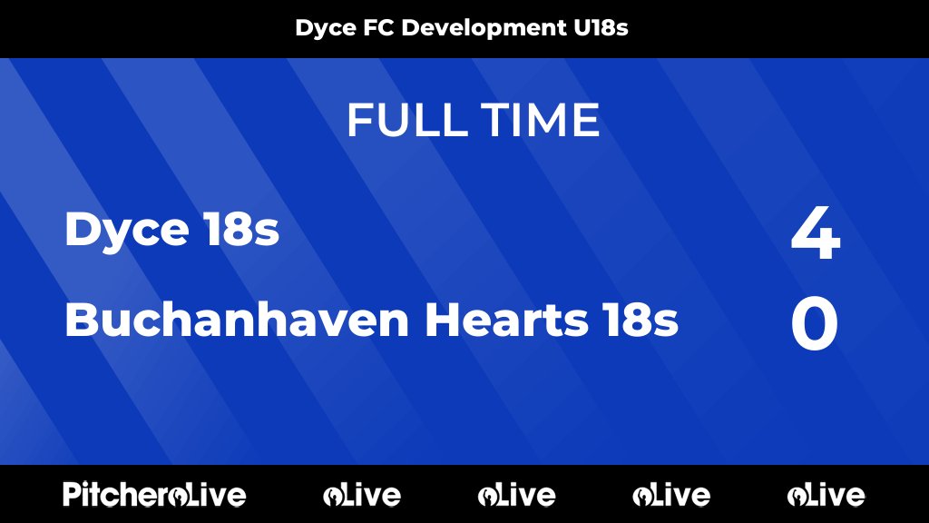 FULL TIME: Dyce 18s 4 - 0 Buchanhaven Hearts 18s
#DYCBUC #Pitchero
dycefc.com/teams/263639/m…