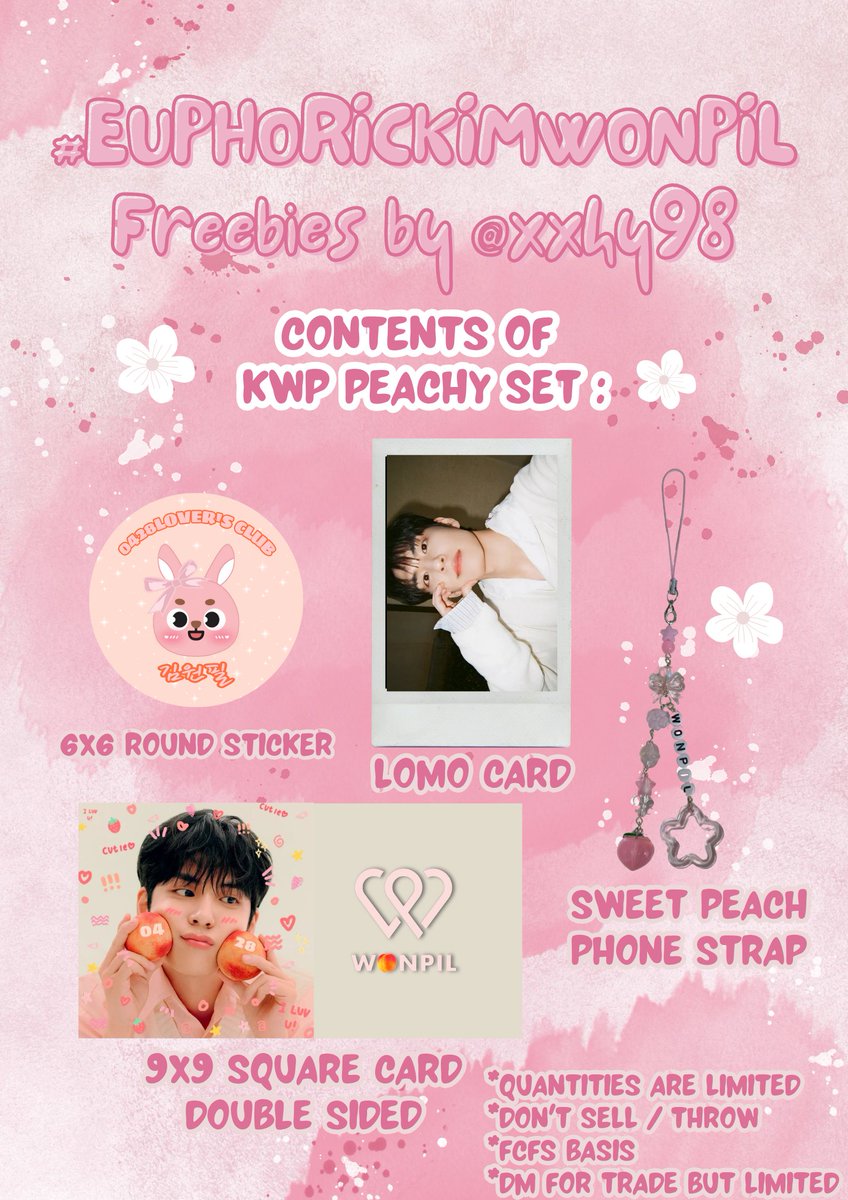 xxhy98's tweet photo. Hello, I'll be giving out KWP peachy set at #EUPHORICKIMWONPIL event 🍑🩷 My outfit and time will be updated on the d-day !! See you guys soon!!🫶🏻✨️ https://t.co/91jsPv5vMx