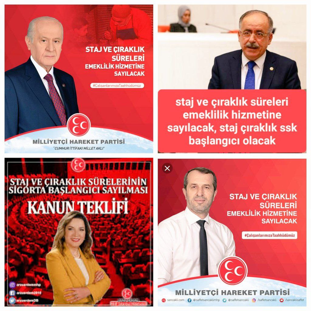 FİLİZ 3308 yasa mağduru! (@filizakpinar44) on Twitter photo <a href="/selcukem/">EST Selçuk AYDIN</a> <a href="/Akparti/">AK Parti</a> <a href="/MHP_Bilgi/">MHP</a> BİZLERİ SEÇİM VAATLERİNDE HATIRLIYORSUNUZ‼️
VERDİĞİNİZ KANUN TEKLİFİNİZLE MAĞDURİYETİMİZİ BİLİP 60 KANUN TEKLİFİNE NİYE RED VERDİNİZ‼️
<a href="/SermetAtay/">Sermet Atay</a>
<a href="/KverSemih/">Semih Işıkver</a>
<a href="/saffetsancakli/">Saffet Sancaklı</a>
<a href="/sadirdurmaz/">Sadir Durmaz 🇹🇷</a>
<a href="/Ramazannkasli/">Ramazan KAŞLI</a>
Ara Eleman Kalmadı
#StajÇıraklıkSigortasıUzunVadeOlmalı <a href="/selcukem/">EST Selçuk AYDIN</a> <a href="/Akparti/">AK Parti</a> <a href="/MHP_Bilgi/">MHP</a> BİZLERİ SEÇİM VAATLERİNDE HATIRLIYORSUNUZ‼️
VERDİĞİNİZ KANUN TEKLİFİNİZLE MAĞDURİYETİMİZİ BİLİP 60 KANUN TEKLİFİNE NİYE RED VERDİNİZ‼️
<a href="/SermetAtay/">Sermet Atay</a>
<a href="/KverSemih/">Semih Işıkver</a>
<a href="/saffetsancakli/">Saffet Sancaklı</a>
<a href="/sadirdurmaz/">Sadir Durmaz 🇹🇷</a>
<a href="/Ramazannkasli/">Ramazan KAŞLI</a>
Ara Eleman Kalmadı
#StajÇıraklıkSigortasıUzunVadeOlmalı
