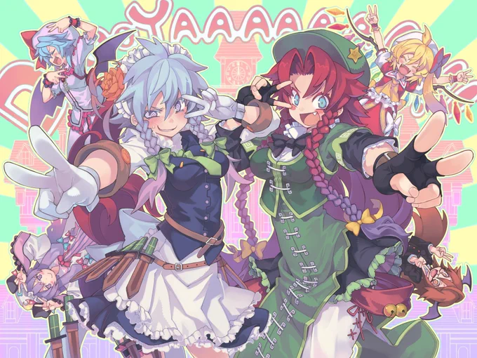 魔理沙にも八重歯生やしちゃってますが、あれは性格的なやつですね…! それとイラストとはこちらのものですかね? もし違ったら私が忘れちゃってるイラストが存在しているのかもしれません…!!(((o(*゜▽゜*)o)))