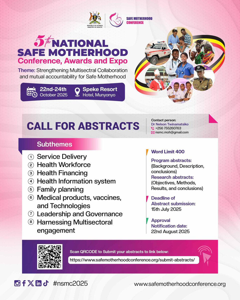 Dr. JP. Bagala. MMed (Obs & Gyn) (@paulbagala) on Twitter photo We are inviting abstracts on best practices ahead of the 5th National Safe motherhood Conference in Kampala Uganda <a href="/NasmecUG/">National Safe-Motherhood Expert Committee (NASMEC)</a> <a href="/MinofHealthUG/">Ministry of Health- Uganda</a> We are inviting abstracts on best practices ahead of the 5th National Safe motherhood Conference in Kampala Uganda <a href="/NasmecUG/">National Safe-Motherhood Expert Committee (NASMEC)</a> <a href="/MinofHealthUG/">Ministry of Health- Uganda</a>