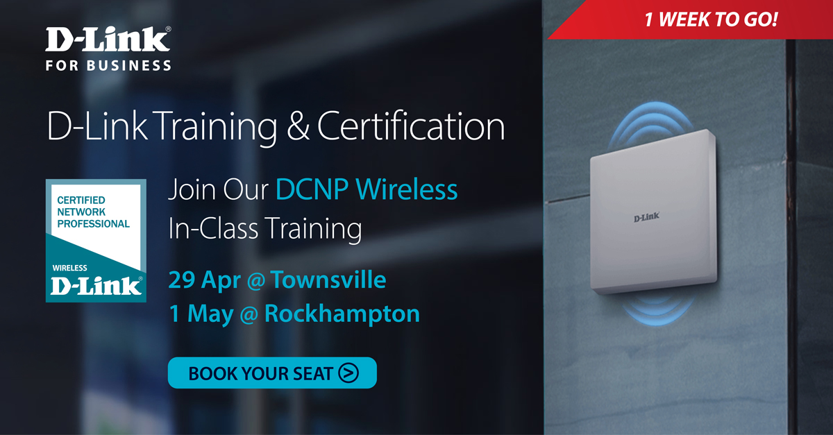DLinkAustralia's tweet image. 1 Week to Go! Join us for Wireless Training &amp;amp; Certification in Townsville or Rockhampton!
📅 Training Dates: ✅ 29 Apr – Townsville  ✅ 1 May – Rockhampton
🆓 Free registration with promo code DLINKCERT2025
🔗Sign up here: bit.ly/4fBeVe2 
#DLink #NetworkingTraining