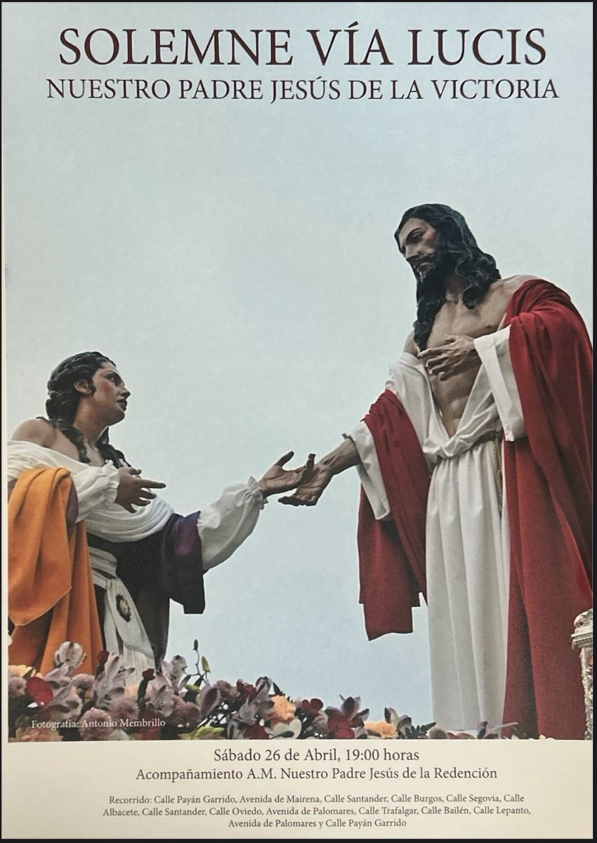 Hdad Sacramental S. José Obrero (@sjose_aznal) on Twitter photo El Sábado de Pascua de la Resurrección, día 26 de Abril a las 19:00h tendrá lugar el Vía Lucis del Señor de la Victoria por las calles de nuestro pueblo, acompañado de nuestra querida <a href="/AMRedencion/">La Redención</a> El Sábado de Pascua de la Resurrección, día 26 de Abril a las 19:00h tendrá lugar el Vía Lucis del Señor de la Victoria por las calles de nuestro pueblo, acompañado de nuestra querida <a href="/AMRedencion/">La Redención</a>