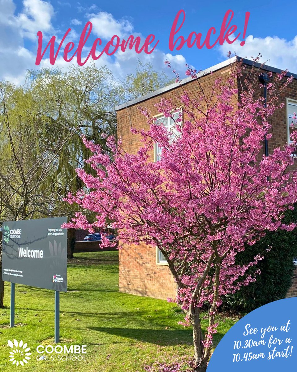 Coombe Girls' School (@coombegirlsnews) on Twitter photo Welcome back for the Summer Term - we've missed you!
Look forward to seeing everyone back in school at 10.30am for a prompt 10.45am start. Let's have a fantastic final term of 2024/25. 💪🤩
#curious #creative #confident Welcome back for the Summer Term - we've missed you!
Look forward to seeing everyone back in school at 10.30am for a prompt 10.45am start. Let's have a fantastic final term of 2024/25. 💪🤩
#curious #creative #confident