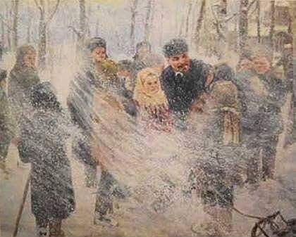 «Ленин несёт пургу детям». Холст, масло.
