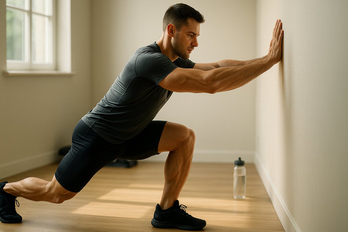 asngear's tweet image. Post-WO secret: 1 min calf stretch = less soreness tomorrow. Try it tonight! Want my full stretch routine? DM me! Follow for #RecoveryHacks. #HealthyLiving